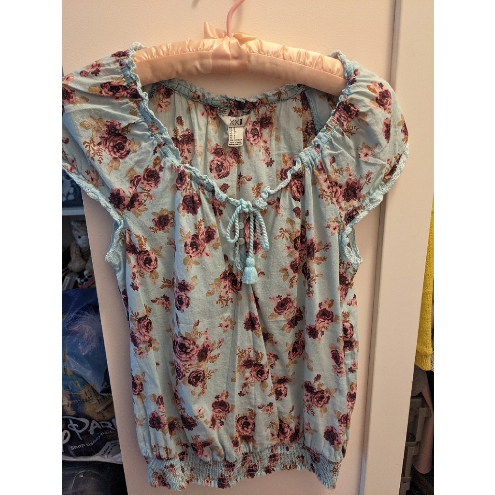 Forever 21 Ruffled Tie-Neck Blouse